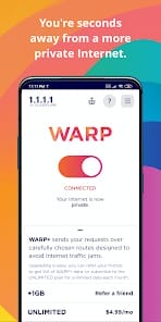 1.1.1.1 WARP Safer Internet MOD APK 6.32 (Premium Unlimited WARP) Android