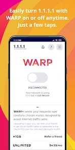 1.1.1.1 WARP Safer Internet MOD APK 6.32 (Premium Unlimited WARP) Android