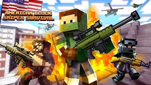 American Block Sniper Survival MOD APK 1.134 (God Mode Dumb Enemy) Android