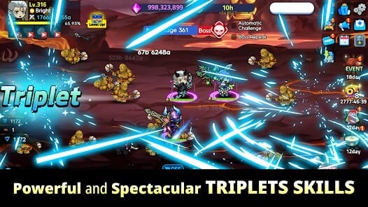Triplet Heroes Raising Game MOD APK 1.4.3 (Menu Damage Multipler High Exp) Android